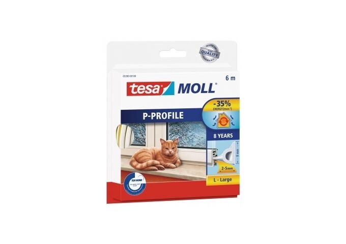  tesa moll P-Profil - Gummi weiss, 6m für Spalten v