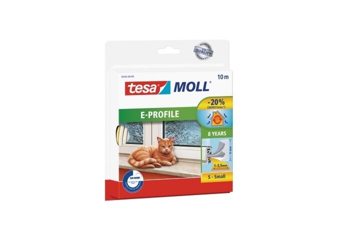  tesa moll E-Profil - Gummi weiss, 10 m für Spalten