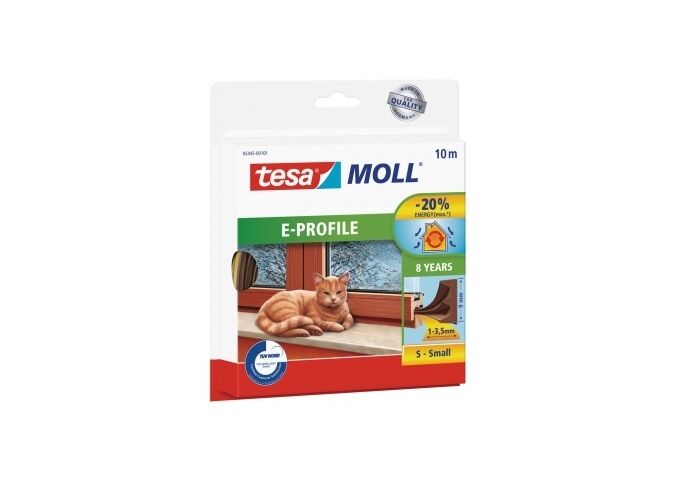  tesa moll E-Profil - Gummi braun, 10 m für Spalten