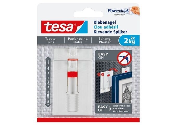 Tesa Klebenagel verstellbar, Tapete Putz, 2 kg