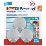 Tesa Powerstrips Haken Small rund,matt chrom, 3 St