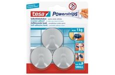 Tesa Powerstrips Haken Small rund,matt chrom, 3 St