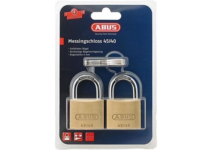 Abus Messing-Hangschloss gleich- schließend 45/40 Twins
