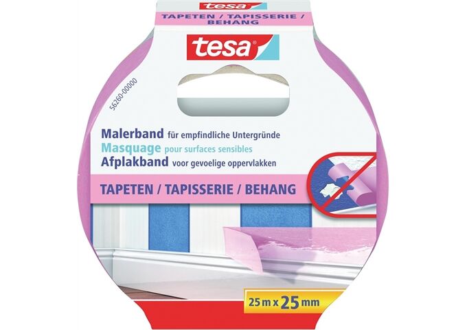 Tesa Malerband Tapeten rosa 25 m; 25 mm
