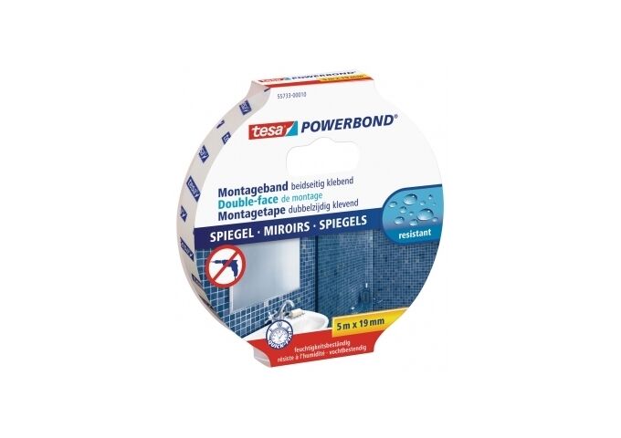 Tesa Powerbond® Montageband Spiegelbeids.kleb., 5m