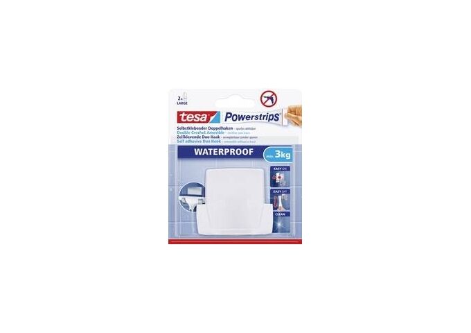 Tesa Powerstrips® Waterproof Duohaken Wave, weiß