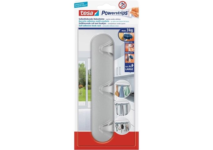 Tesa Powerstrips Hakenleiste matt chrom, 1 St.