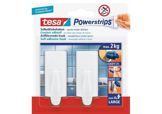 Tesa Powerstrips® Haken Large Trend, weiß